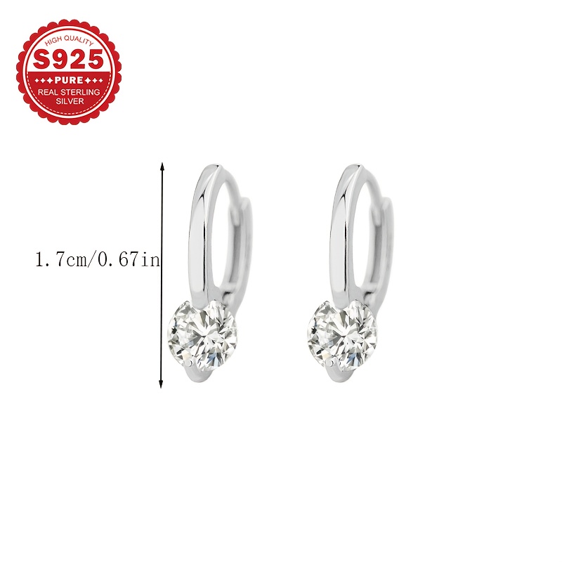 Women's S925 Silver Mini Round Cubic Zirconia Stud Earrings